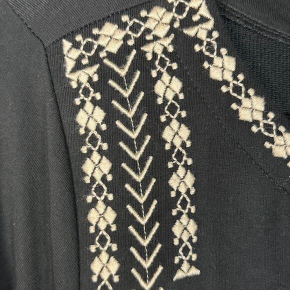 Garnet Hill Dress Womens Medium Black Embroidered Beachy Boho Preppy Comfort - Picture 4 of 14